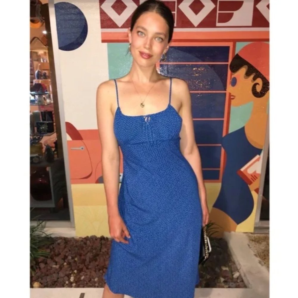 Vintage Rouje Daria dress in blue with white dots size 34 (XS) - Picture 3 of 5